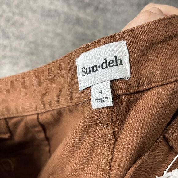 Sun-deh Pants Womens 4 Brown Jaden Epicurean Organic Cotton Straight Leg Casual - Picture 8 of 9